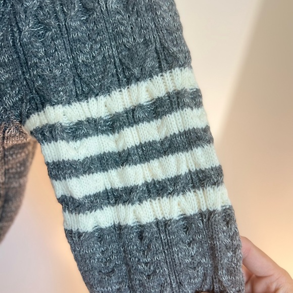 THOM BROWNE Gray 4-Bar Aran Cardigan - Picture 6 of 14